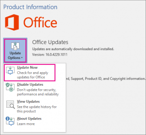 Picture of Microsoft Office update screen